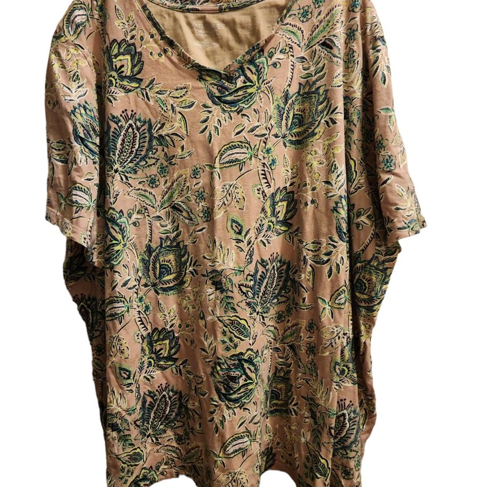 Catherine's Easy Fit Tee in tan and green